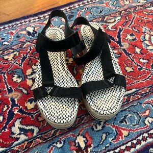 Crown Affair Platform Espadrille Sandal Black with Velcro closure